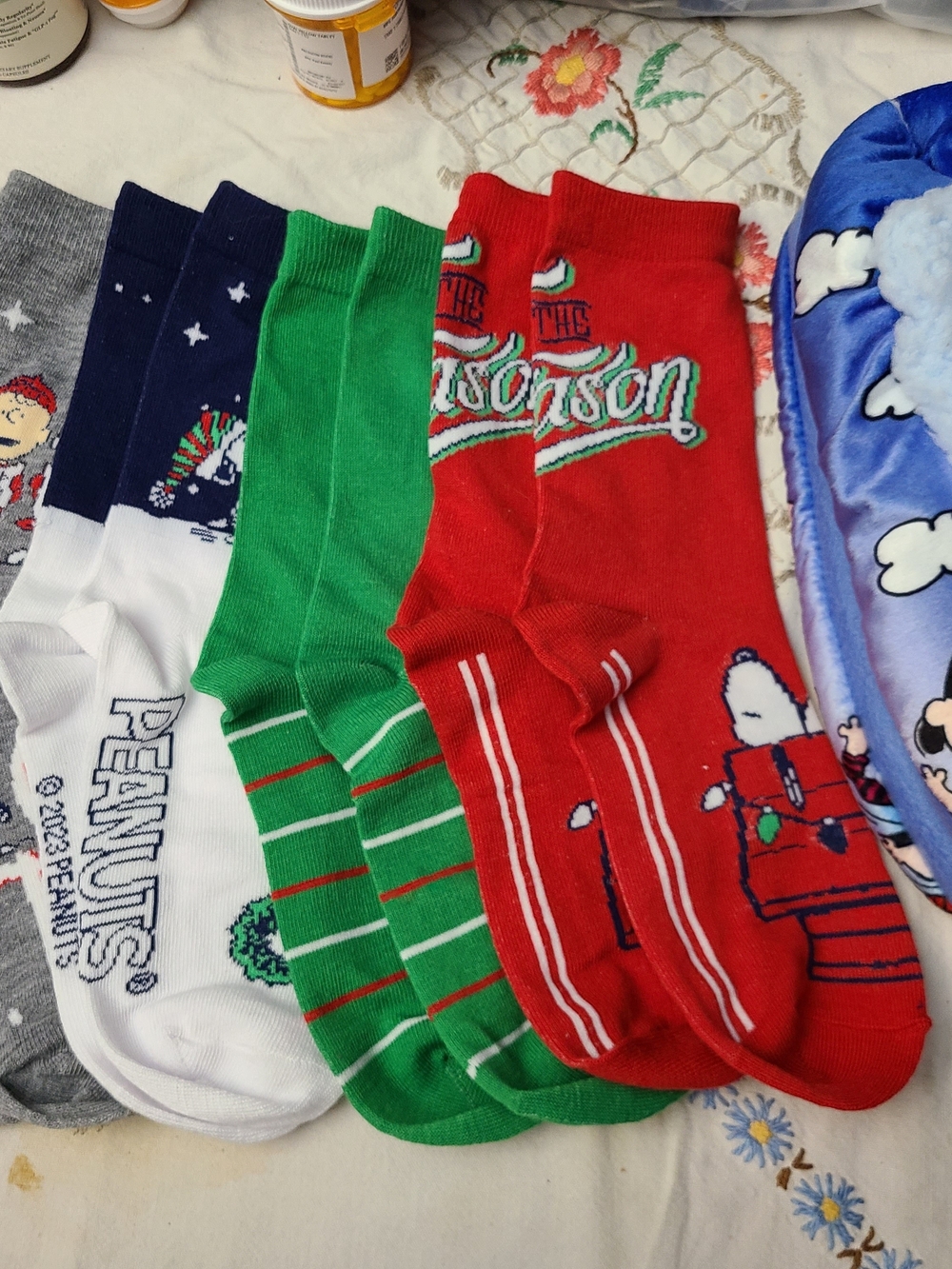 Peanuts Holiday Snoopy Socks - Red, Green, White, Navy